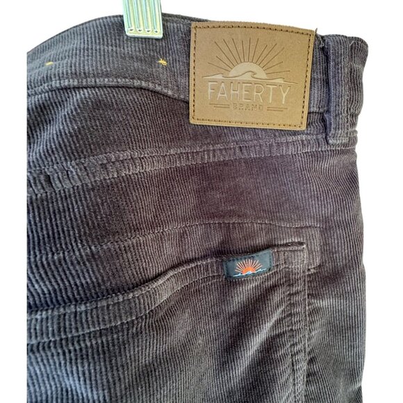 FAHERTY MENS 35 X 32 CORDUROY PANTS RUGGED GREY ORGANIC COTTON STRETCH 5 POCKET - Picture 3 of 7